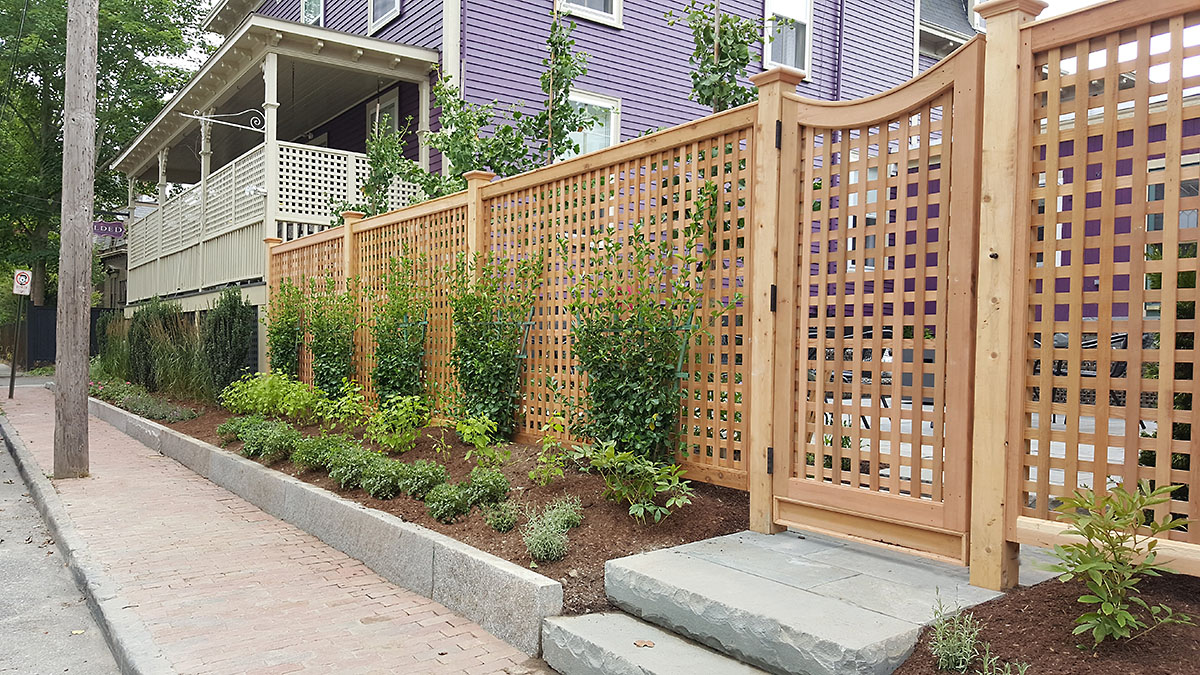 A Trellis Fence Provides Privacy for the Courtyard Users