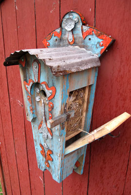 Blue and Red Birdhouse