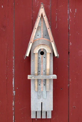 Wood and Copper Birdhouse