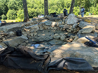 The pond is half way complete