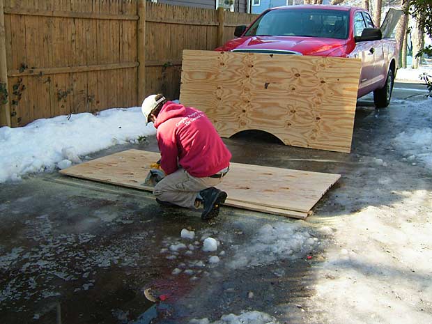 This is Neil cutting plywod for a new install.